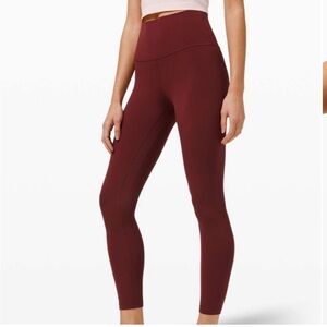 Lululemon Wunder Train 25” Red Merlot Leggings Size 8